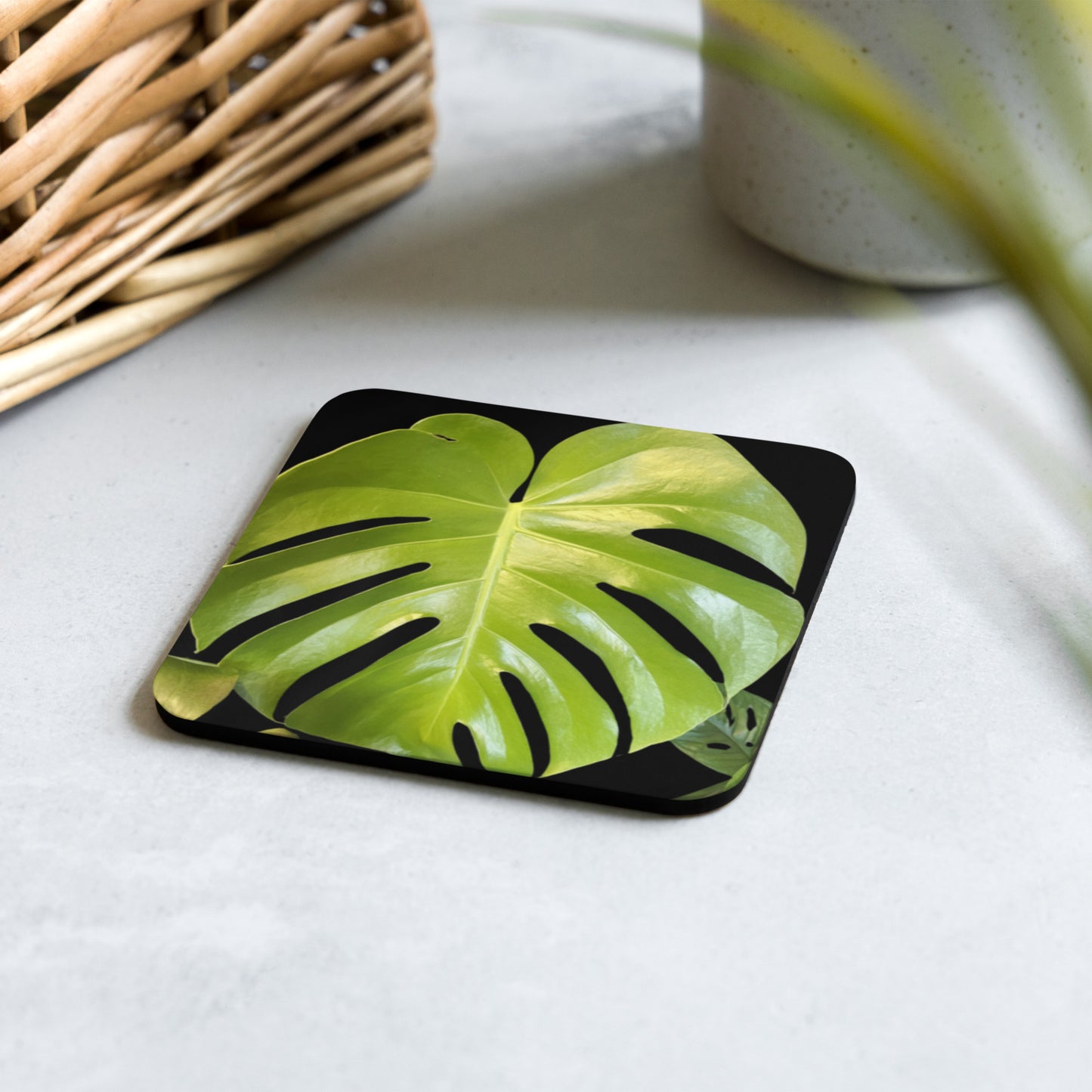 Monstera Deliciosa Cork-back coaster